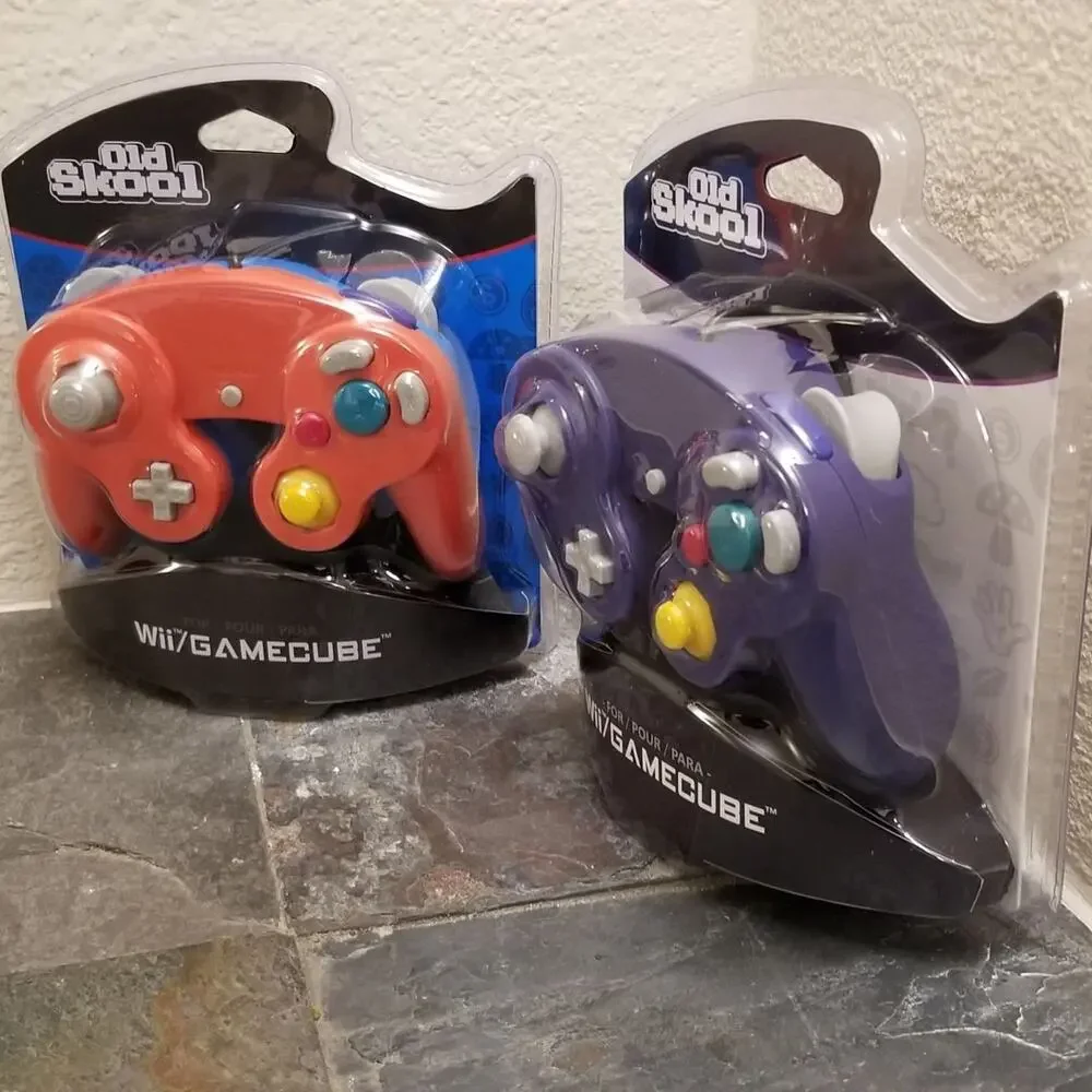 2 Gamecube Controllers - Red & Purple (NEW) - Nintendo - Old Skool